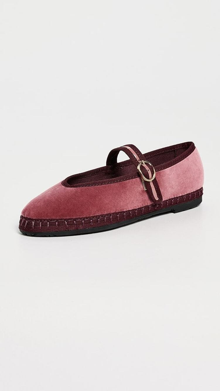 NWOT Flabelus Pierre Velvet Mary Jane Flats Shoes Burgundy Women's Size EU 41